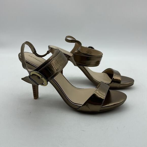LIZ CLAIBORNE Metallic Gold Open Toe Slingback‎ High Heel Pump Shoes Size 6.5 - Picture 3 of 9